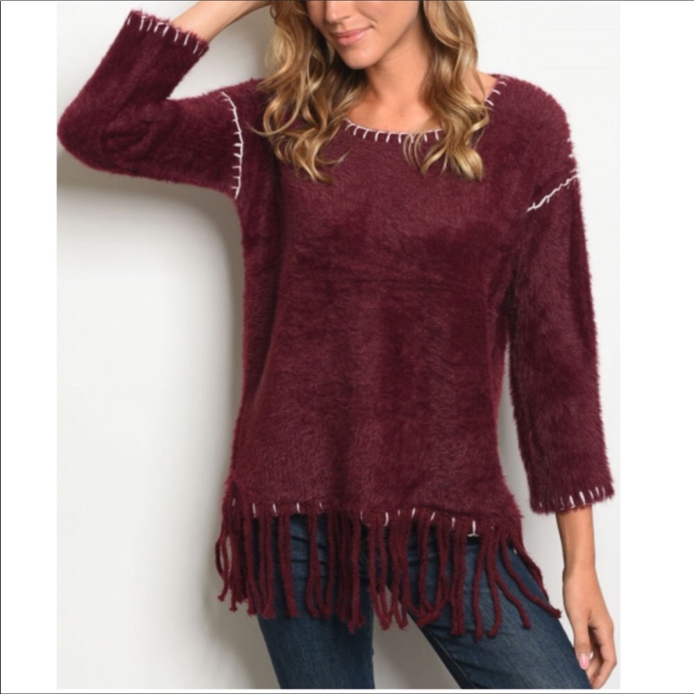Burgundy Fuzzy sweater
